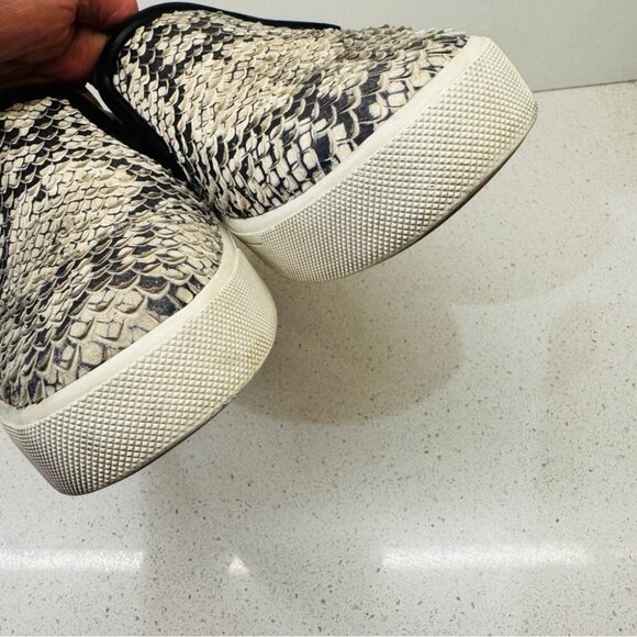 Vince Sneakers Classic Leather Snakeskin Runners Shoes Slip On White Soles Sz 7 - Picture 9 of 12